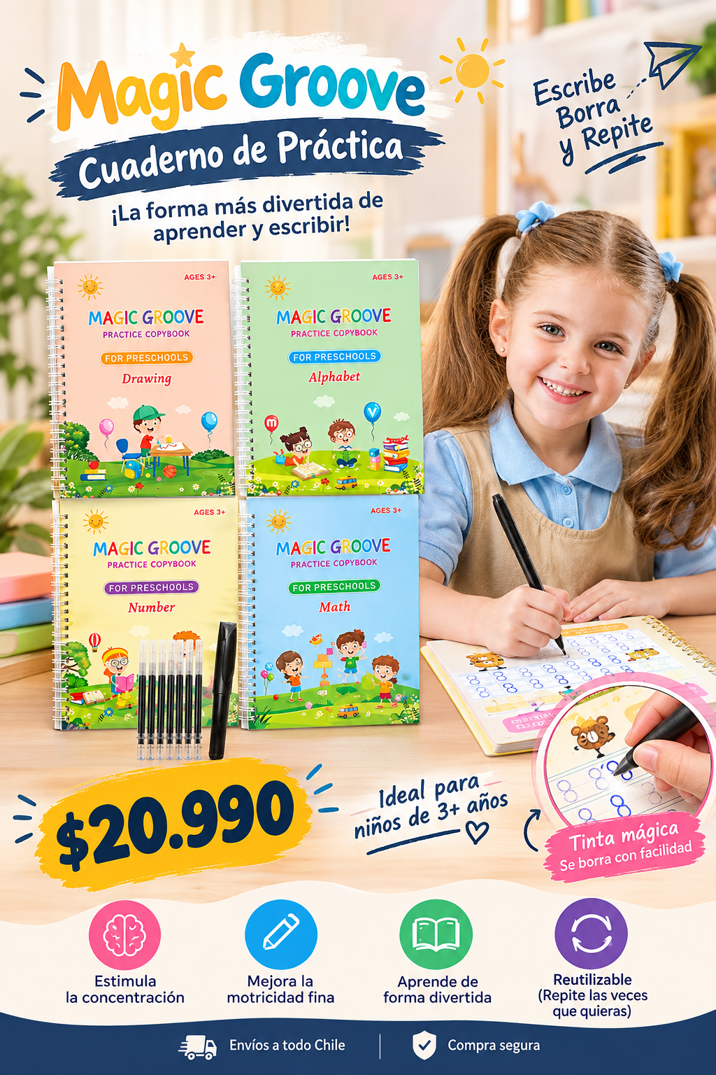 Set Cuaderno Magic Caligrafía